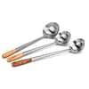 Kitchen Knock Chinese Style Stainless Steel Ladle with Wooden Handle (Pack of 2)