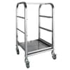 Vogue CL269 3 tier glass racking trolley, stainless steel, fits 425mm baskets – front view, Australia