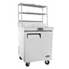 Atosa MSF8301OS 1-Door Sandwich Prep Fridge with overshelf, compact size perfect for small kitchens.