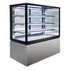 Anvil NDSV4740 4 tier cake display fridge, 480L, 1200mm wide, LED lighting, black stainless steel – front view, Australia