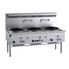 B+S Black UFWWD-3 three-hole deluxe waterless wok table with 340 mm cast iron burners, 1800 mm wide, natural or LPG gas, stainless steel – front view, Australia