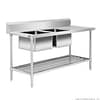 FED DSBD7-1800L/A left inlet double sink dishwasher bench, 1800x700x900mm, stainless steel modular bench, Australia