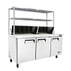 Atosa MSF8304OS 3-Door Sandwich Prep Fridge featuring overshelf & efficient refrigeration, ideal for sandwich shops and delis.