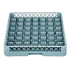Vogue F615 glass rack with 49 compartments, 500mm, grey plastic – top view, Australia