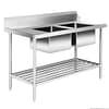 FED DSB7-2100C/A double centre sink bench with pot undershelf, 2100x700x900mm, stainless steel modular system, Australia