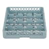 Vogue F612 glass rack with 16 compartments, 500mm, grey plastic – top view, Australia