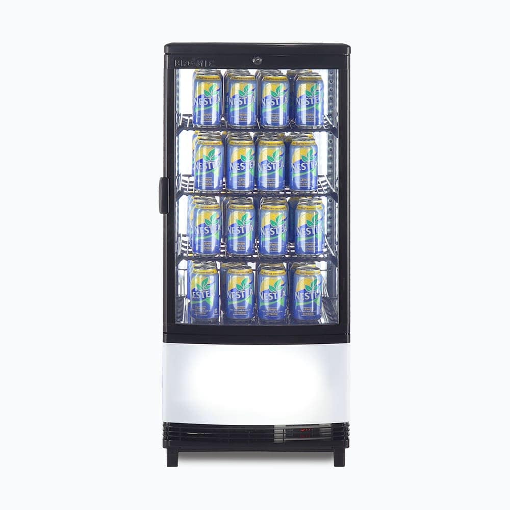 Bromic 80L Countertop Display Fridge - Curved Glass Door and Black Finish