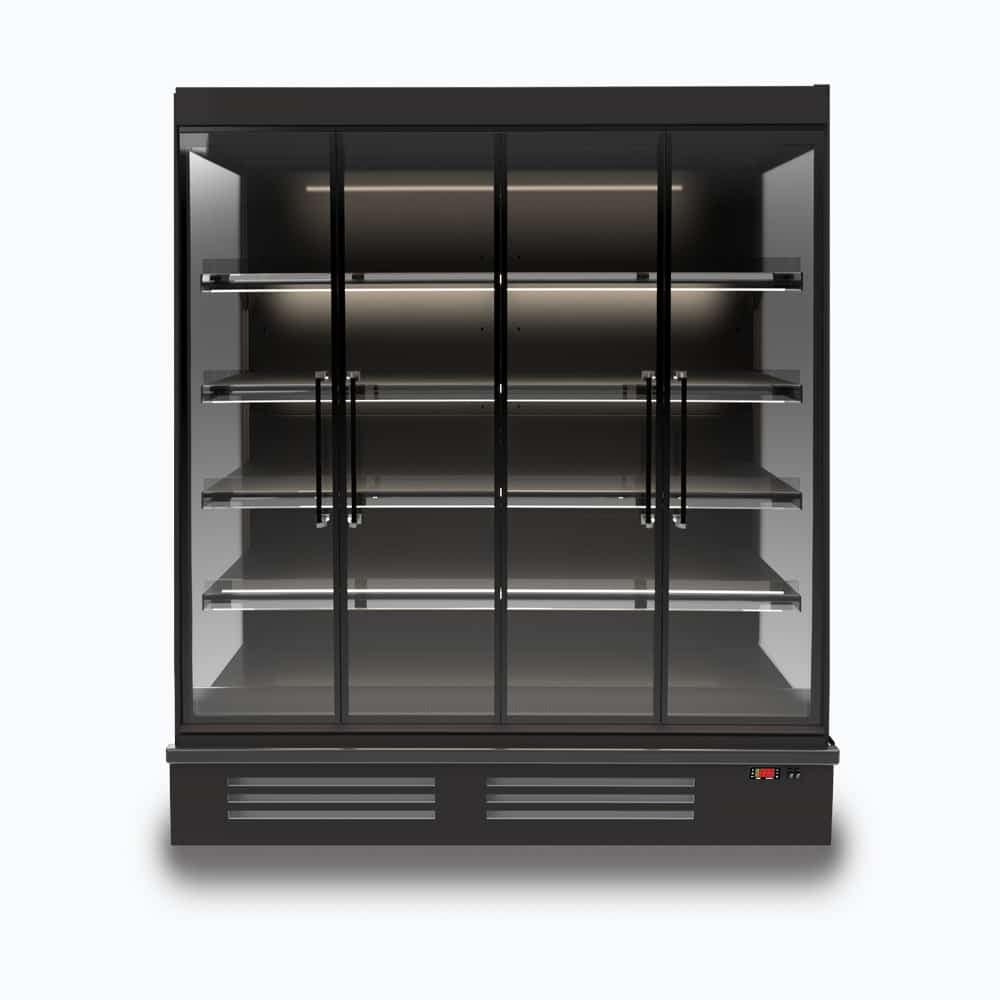 Bromic FHM1875HD-NR 1222L full-height multideck display fridge with four hinged glass doors