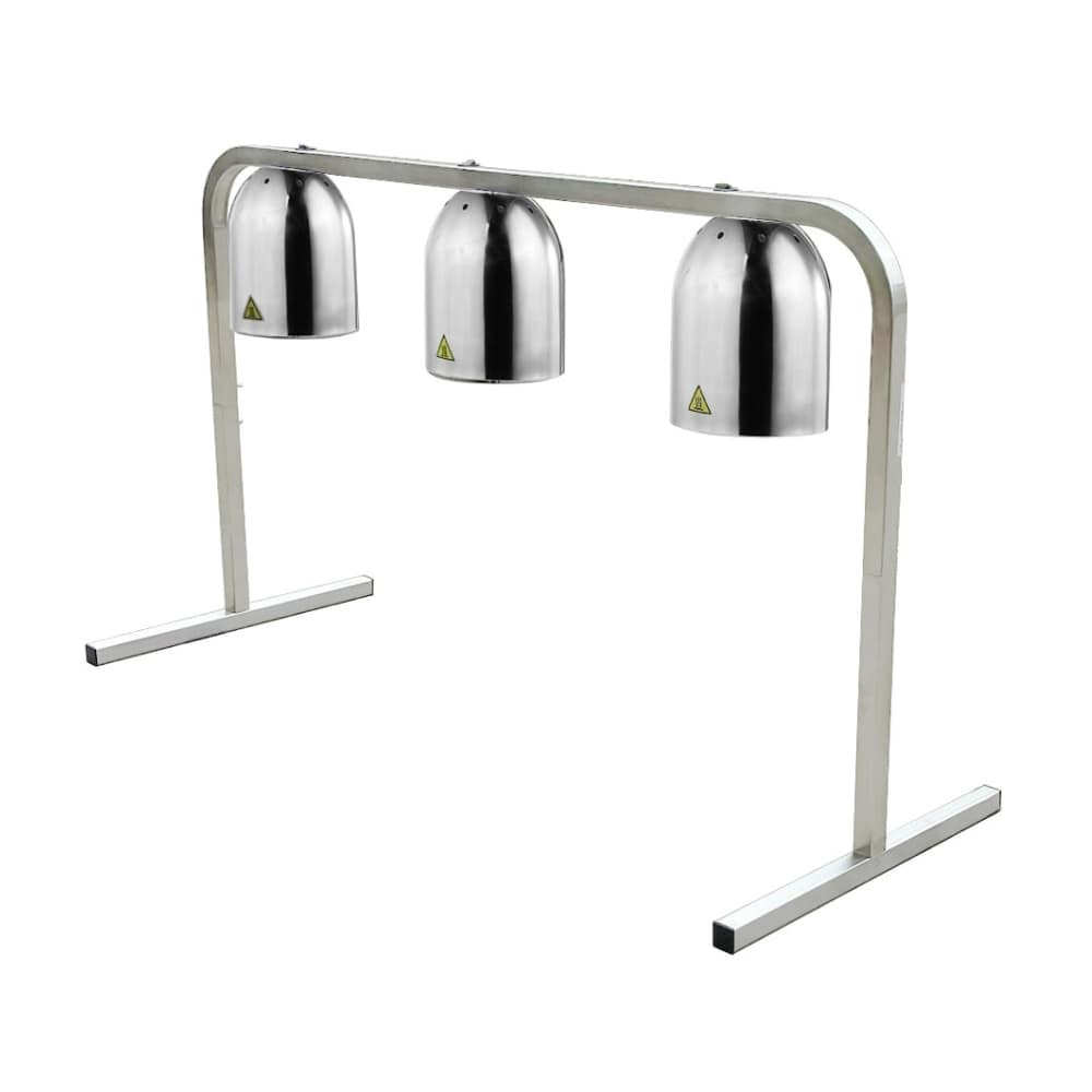 Anvil HLB0003 triple benchtop heat lamp with 3 chrome shades, 0.75kW, 250W per globe – commercial buffet food warmer Australia