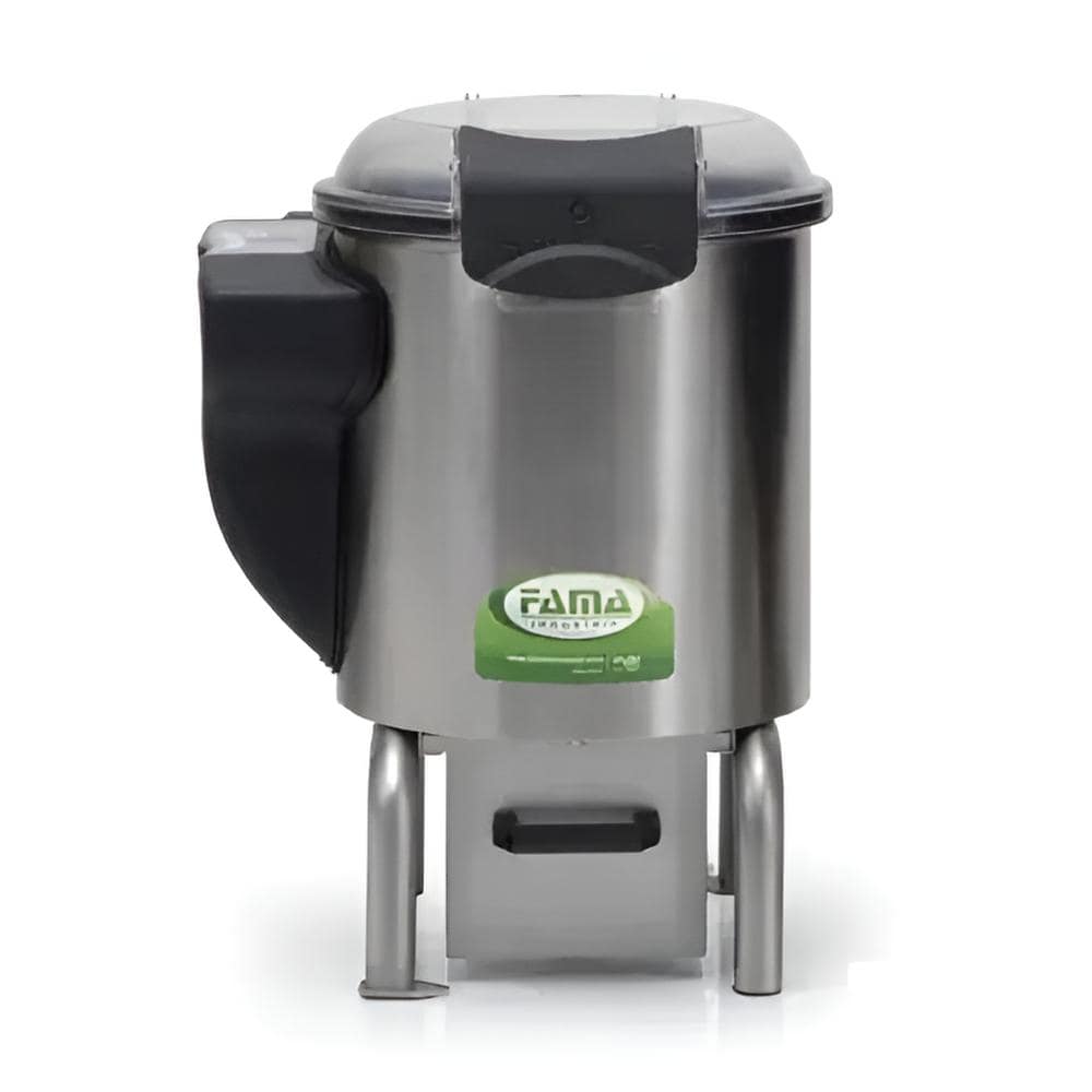 Brice FAMFP104 potato peeler with 5 kg bowl, 370 W motor, stainless steel, bench mounted – front view, Australia