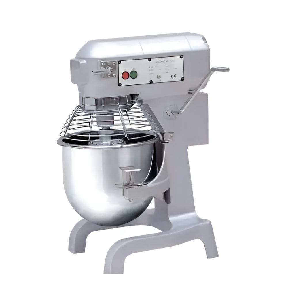 Preppal PPMA-20 planetary mixer with 20L bowl, 1.5HP motor, 3 speeds, stainless steel guard – front view, Australia