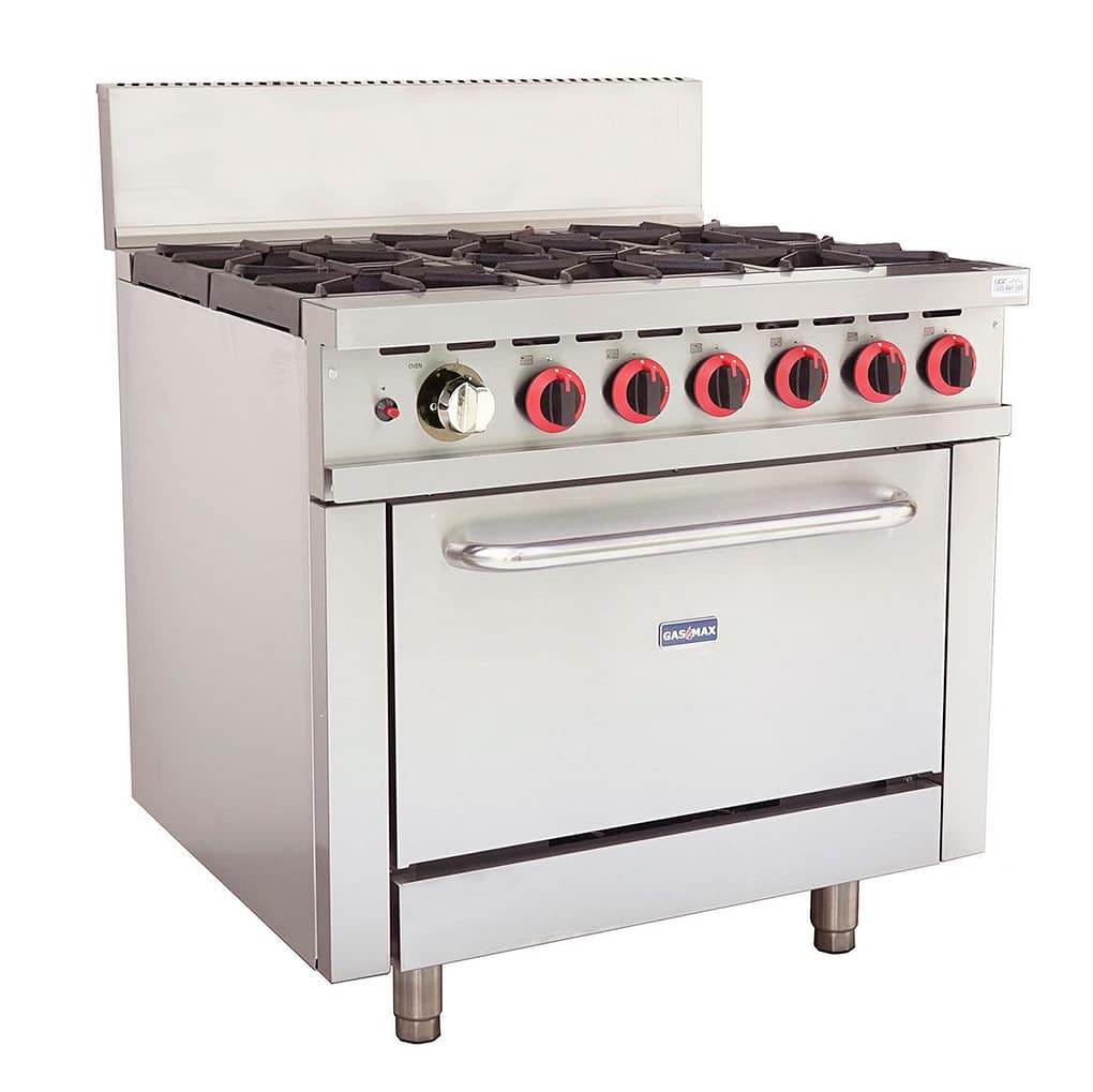 Gasmax GBS6TS 6-Burner Commercial Gas Range with Integrated Oven & Flame Failure Protection