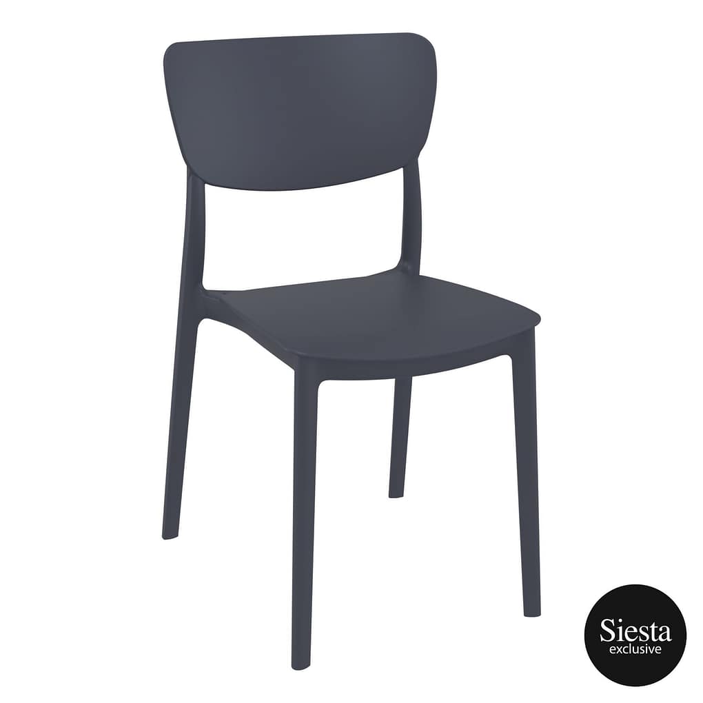 Commercial Grade Anthracite Monna Chair - Heavy Duty One-Piece Chair by Siesta, Turkey