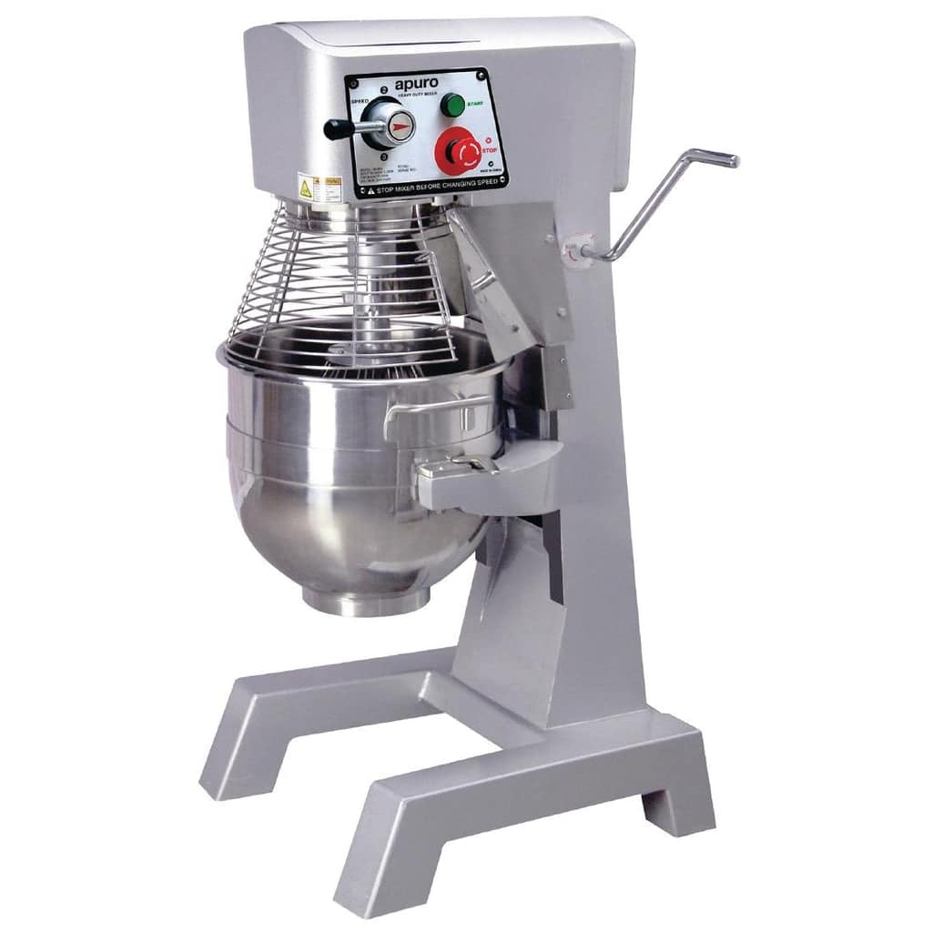 Apuro GJ461-A planetary mixer 30L with stainless steel bowl and attachments, 540mm wide – front view, Australia