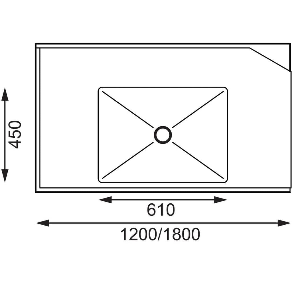 Vogue Dishwasher Inlet Table with Sink 90mm outlet - 1800x700x960mm L/H (DE471) - Image 2