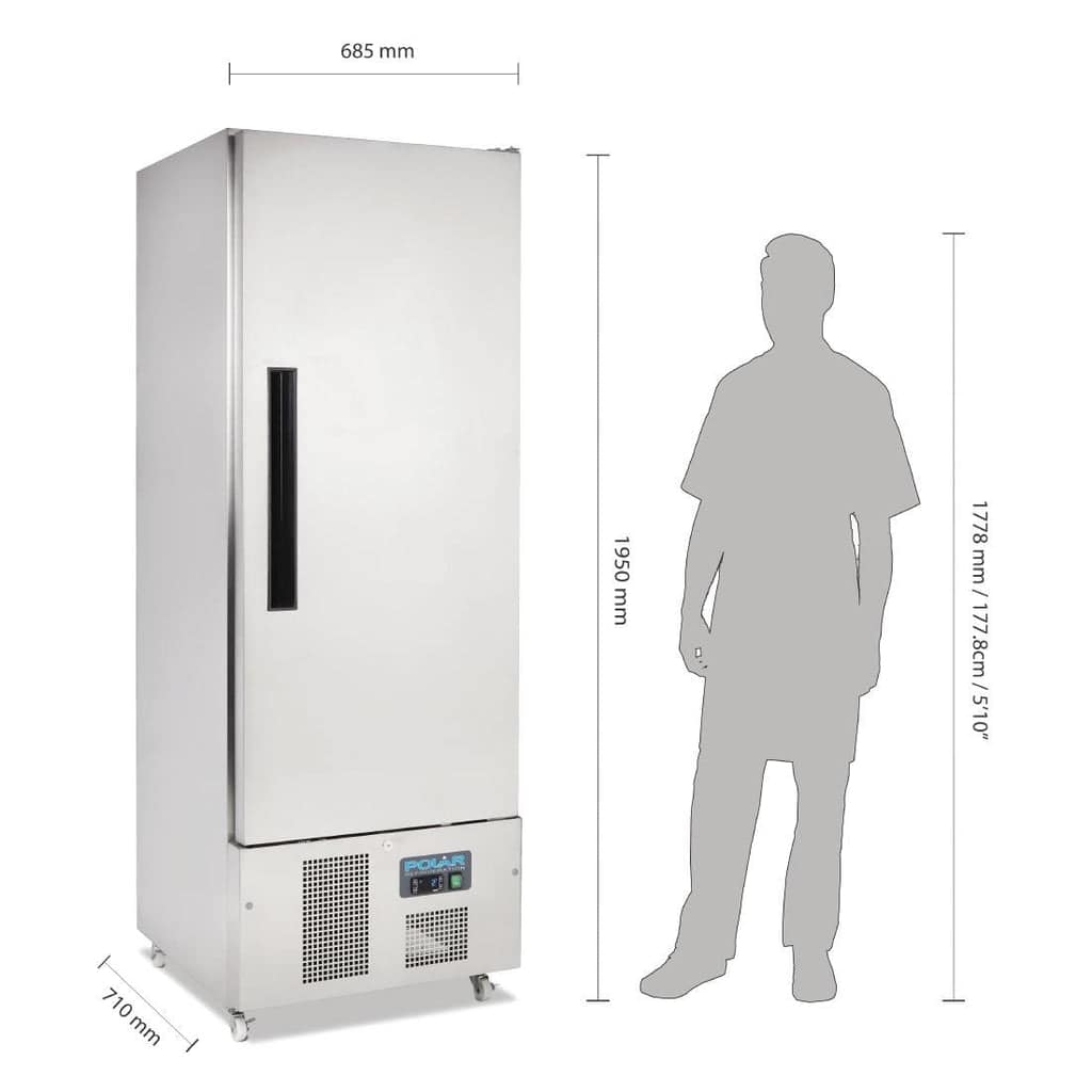 Polar G-Series G590-A Slimline Upright Fridge – 440L Stainless Steel - Image 2