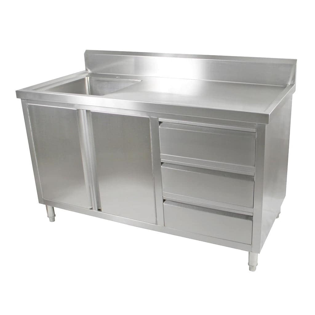 FED SC-6-1500L-H Stainless Steel Sink Cabinet – Left Bowl, 1500mm - Image 3