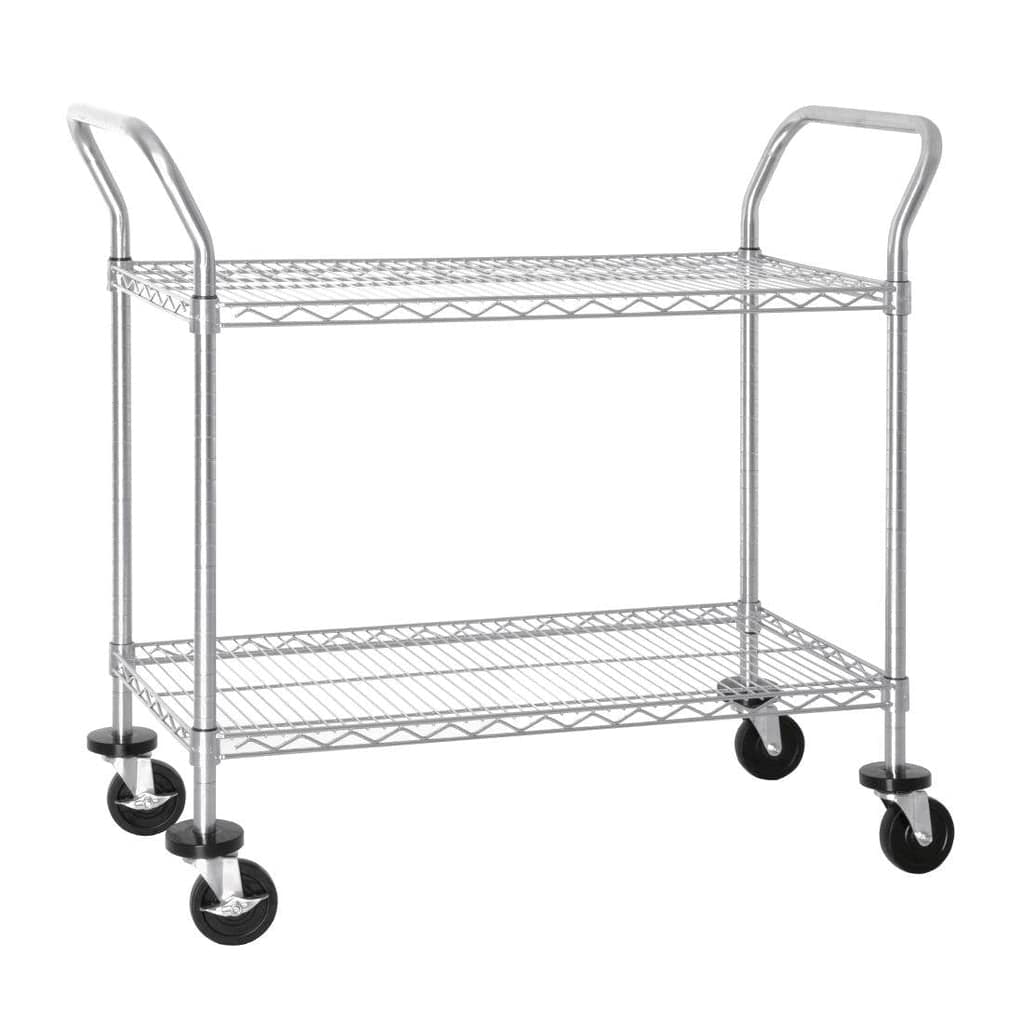 Vogue 2 tier Chrome Wire Trolley - 910x457x960mm - Image 3