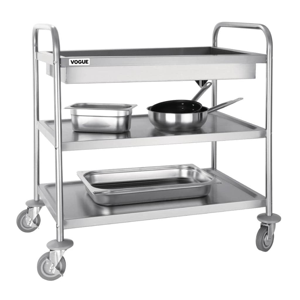 Vogue CC365 3 Tier Deep Tray Clearing Trolley – Stainless Steel, 940×855×535mm - Image 2
