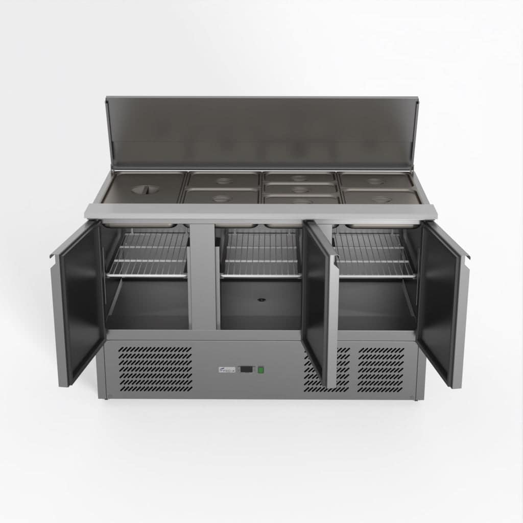 FED-X XGNS1300S Three Door Salad & Pizza Prep Fridge – 368L, R290, Digital Control - Image 2
