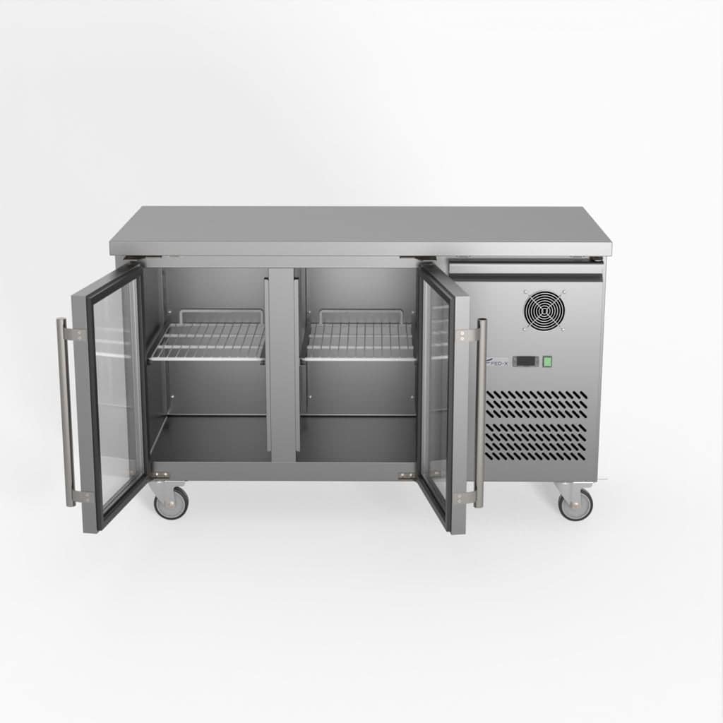 FED-X XUB6C13G2V Two Glass Door Bench Fridge – 228L | KW Commercial Kitchen - Image 2