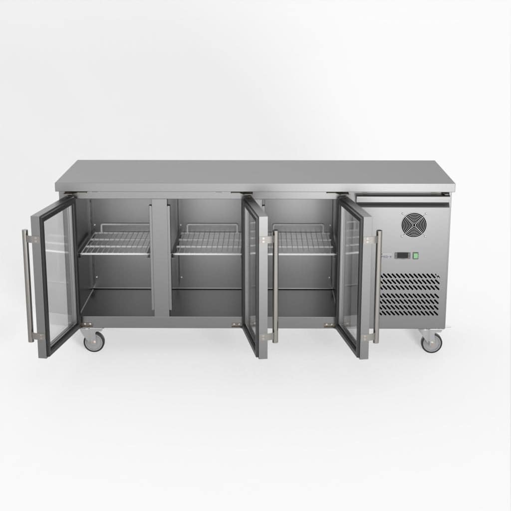 FED-X XUB6C18G3V Three Glass Door Bench Fridge – 339L | KW Commercial Kitchen - Image 2