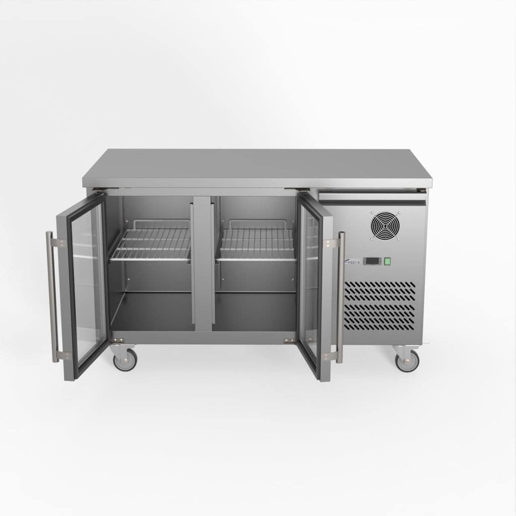 FED-X XUB7C13G2V Two Glass Door Stainless Bench Fridge – 282L, Fan Forced - Image 2