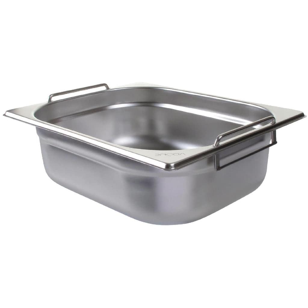 Vogue CB183-A stainless steel gastronorm pan 1/2 size 100mm depth with handles – Australia