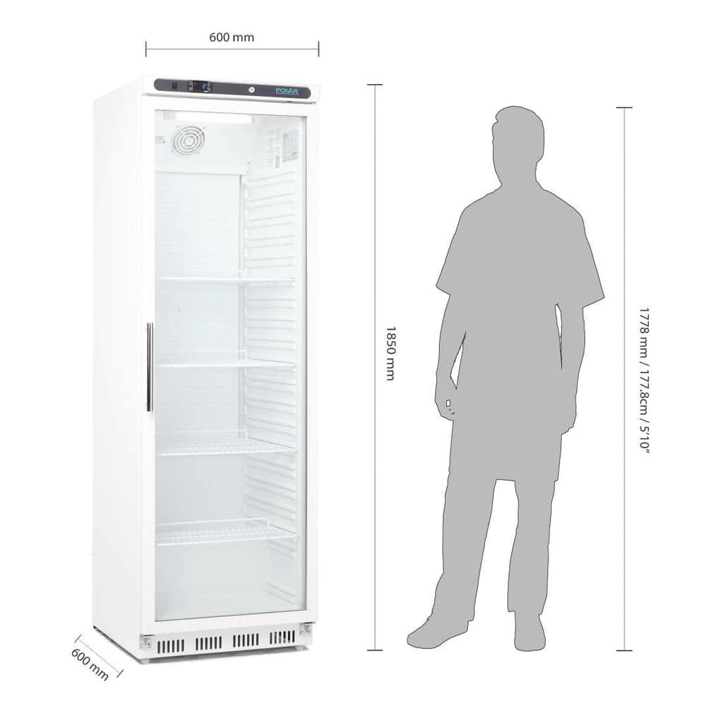 Polar CD087-A C-Series Upright Display Fridge | 400L White - Image 2