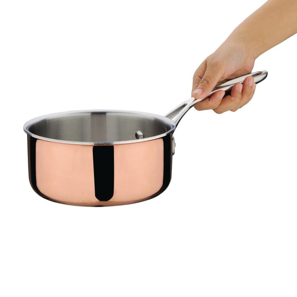 Vogue Induction Tri-Wall Copper Saucepan - 160mm 6" - Image 2