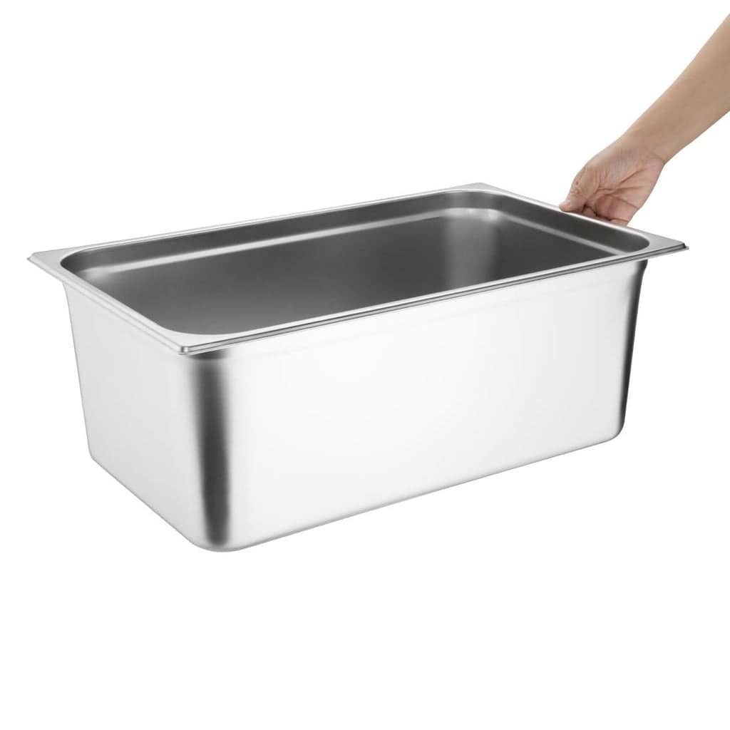 Vogue CU511 Heavy Duty Stainless Steel Gastronorm Pan 1/1 – 200mm Deep - Image 2