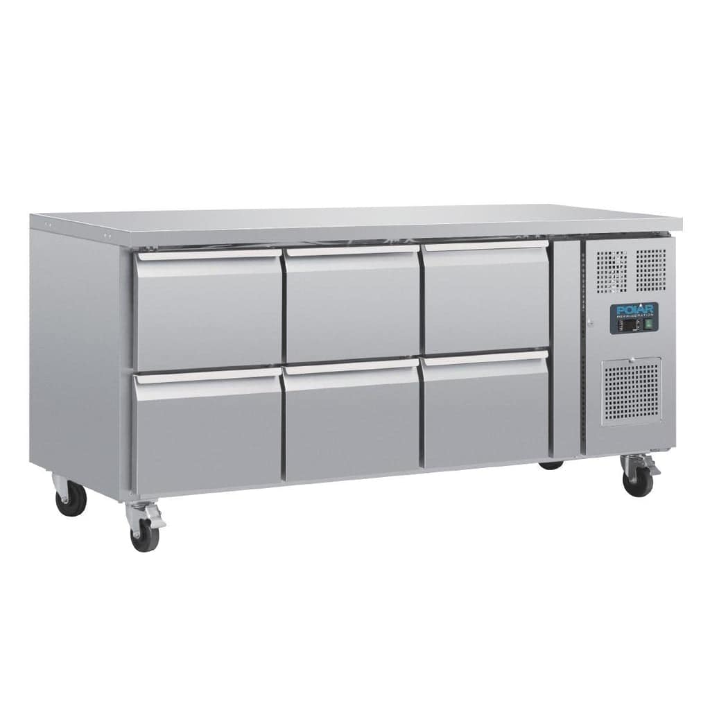Polar DA548-A U-Series Six Drawer Gastronorm Counter Fridge, 6xGN, Stainless Steel