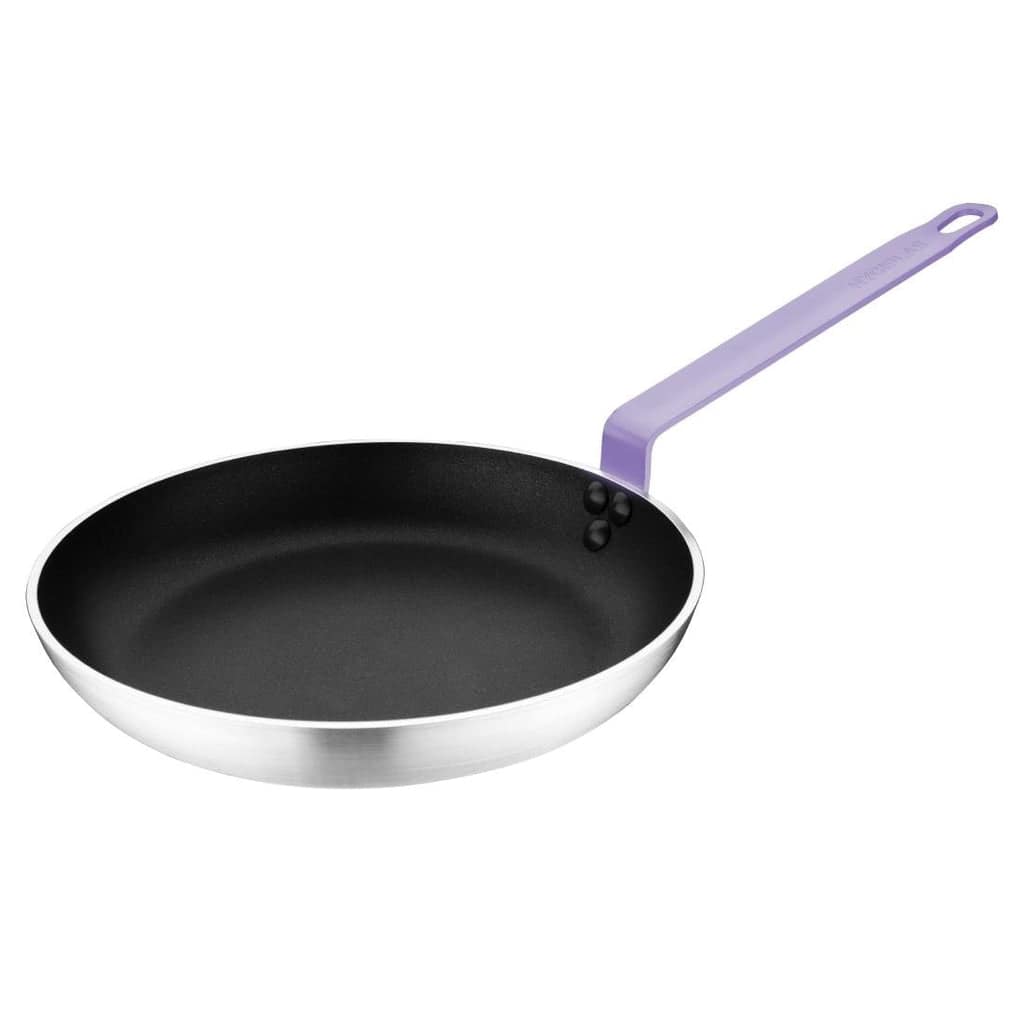 Hygiplas HT968 240mm aluminium frying pan with purple handle and Teflon Platinum Plus non-stick coating – Australia