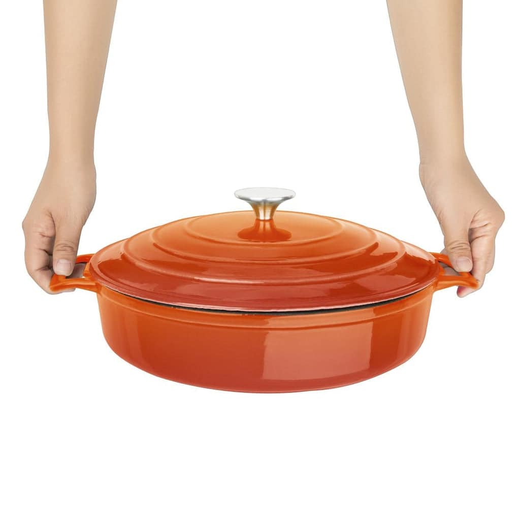 Vogue FS478 Round Cast Iron Sauté Pan 280mm Orange – 3.5L - Image 2