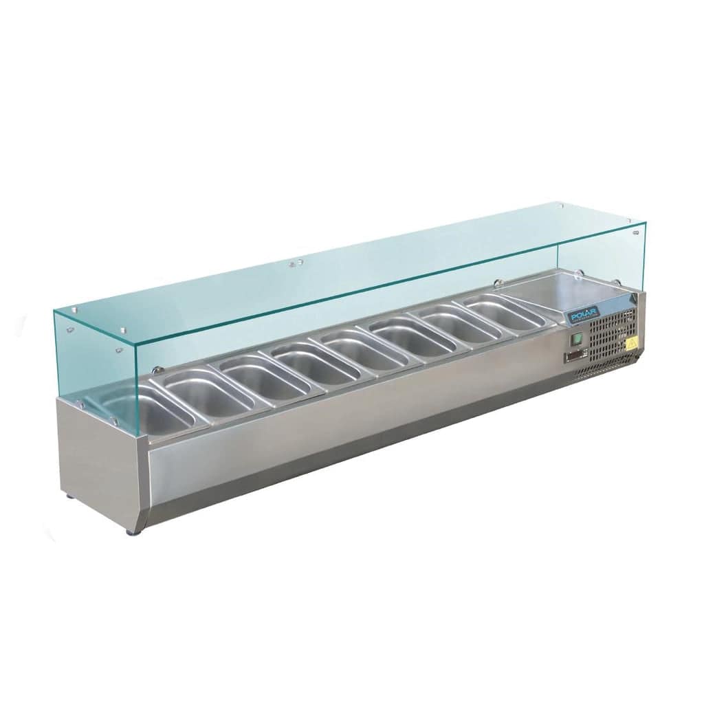 Polar G-Series Countertop Prep Fridge 8x 1/3GN with Glass Sneeze guard - Image 2