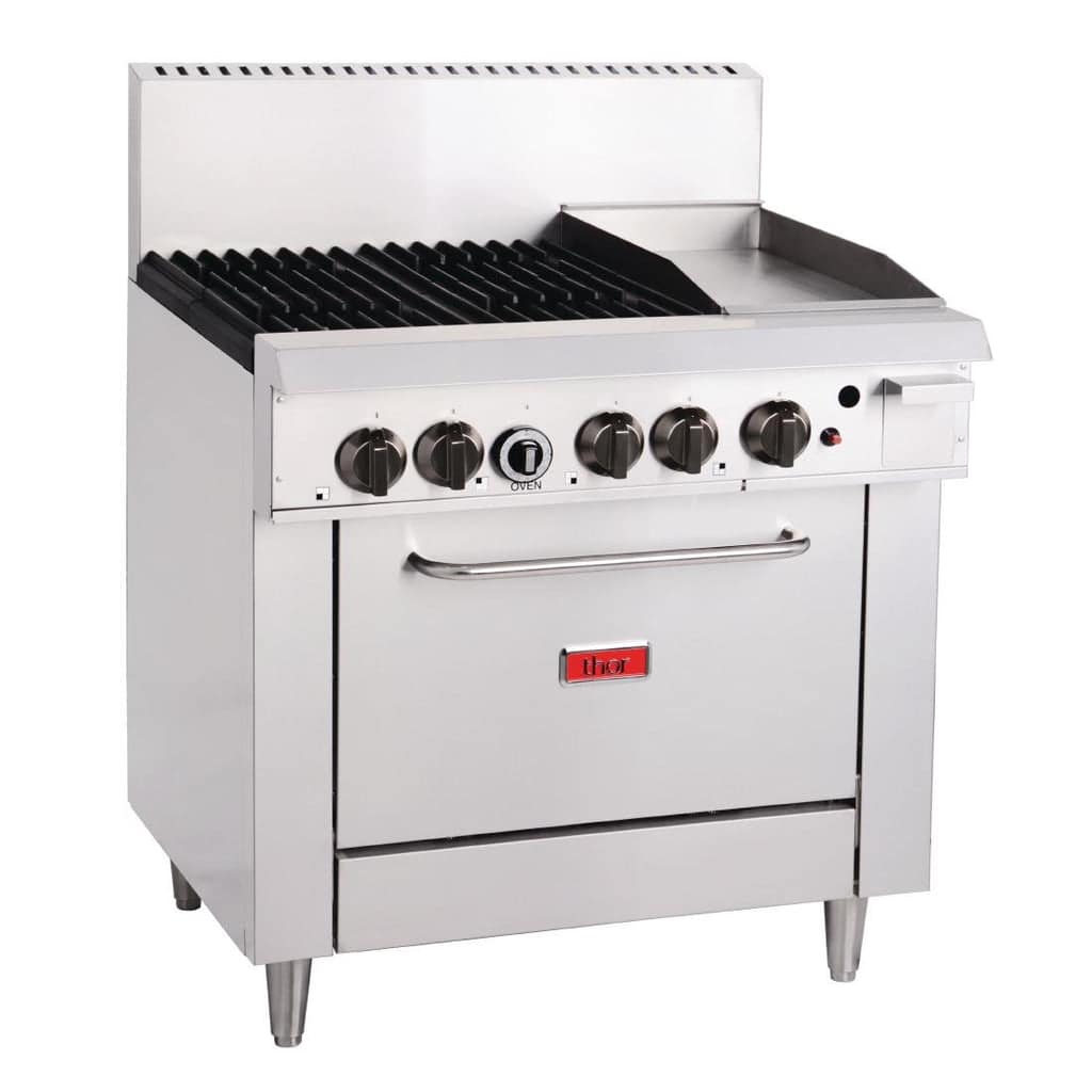 Thor 4 Burner Natural Gas Oven Range with Griddle Plate - Commercial Kitchen Appliance