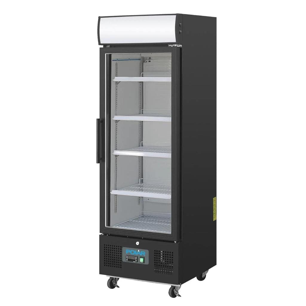 Polar GH426-A G-Series Upright Display Fridge – 218L, Black Glass Door - Image 3