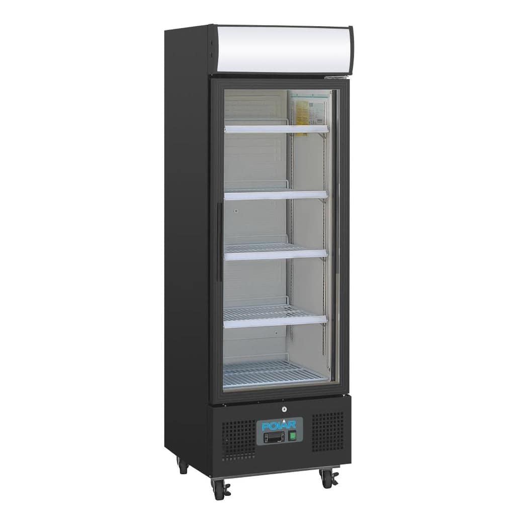 Polar GH426-A G-Series Upright Display Fridge – 218L, Black Glass Door - Image 2