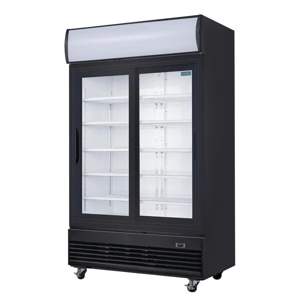 Polar GM814-A G-Series 950L Upright Display Fridge – Double Sliding Doors - Image 2