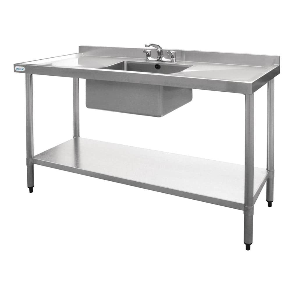 Vogue Single Bowl Sink Double Drainer - 1500mm x 700mm (90mm Drain) - Image 3