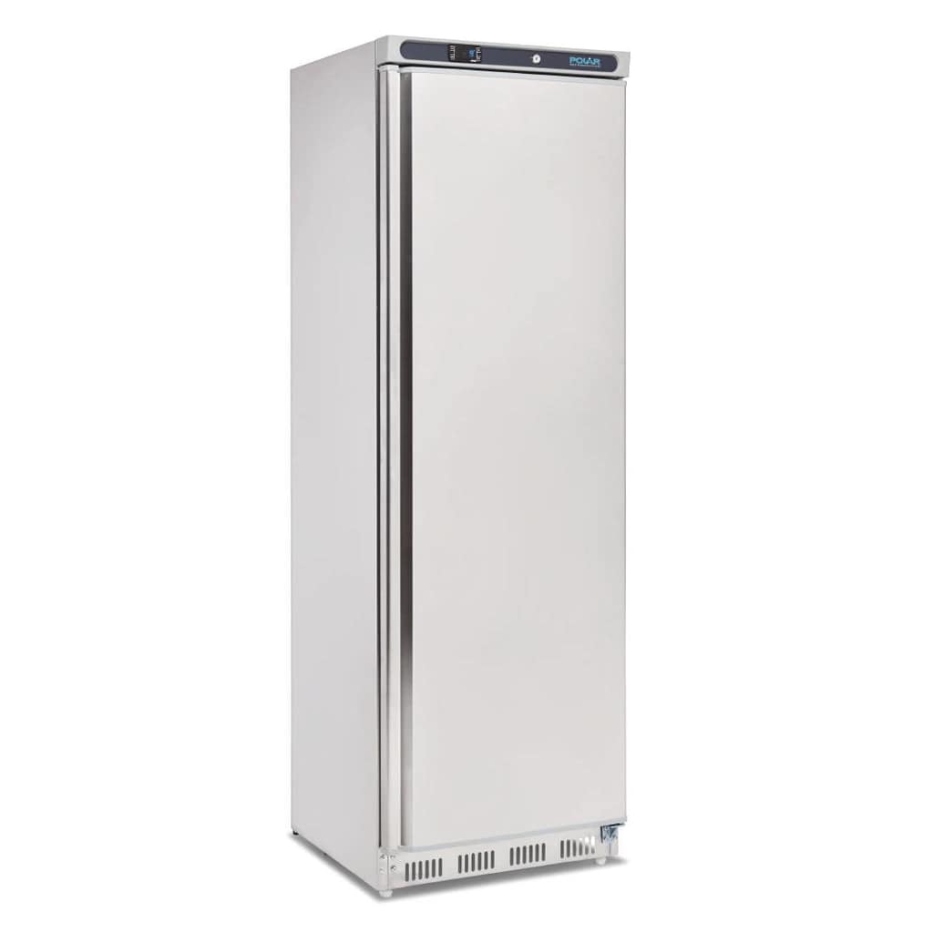 Polar C-Series CD083-A upright freezer 365L stainless steel, lockable self-closing door, R600a refrigerant – front view, Australia