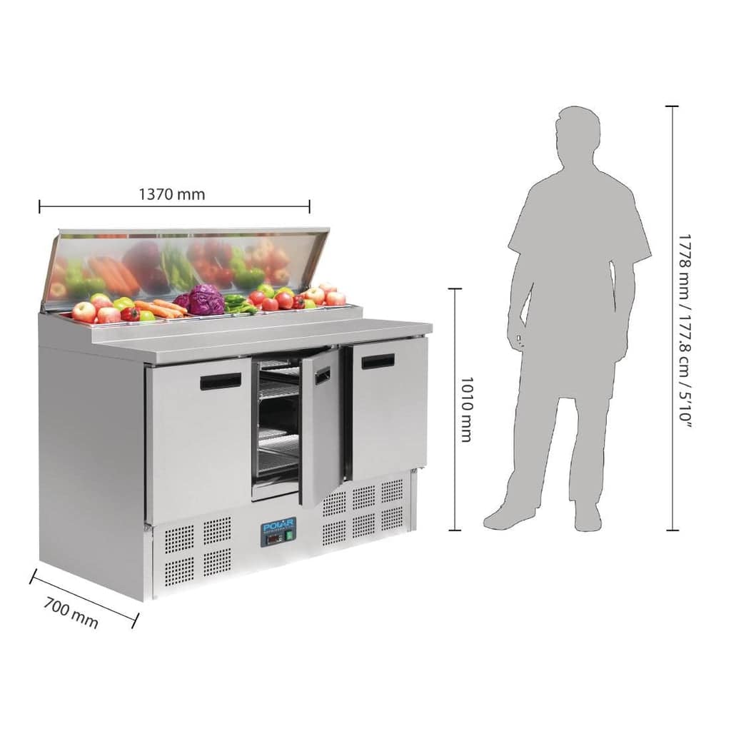 Polar G-Series G605-A Pizza Prep Counter Fridge 390L | Stainless Steel | Fan-Assisted Cooling - Image 2