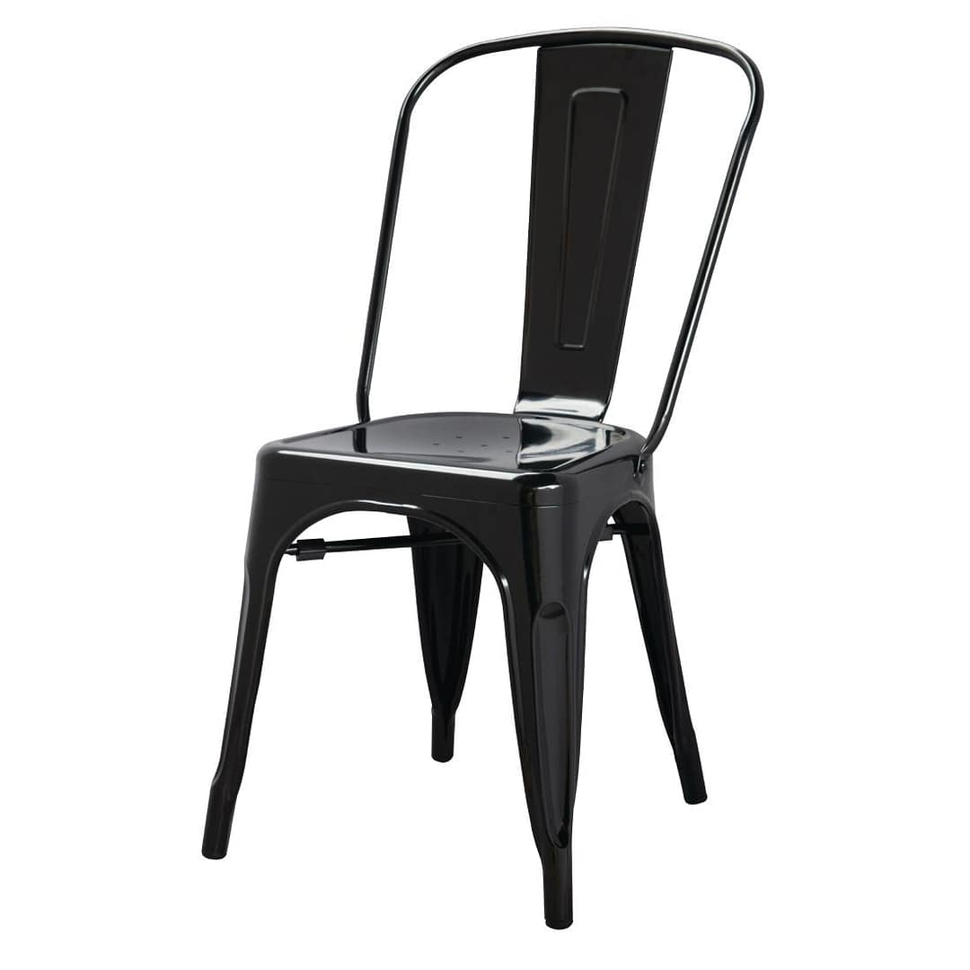 Bolero Black Steel Bistro Side Chair (Pack 4) - Image 2