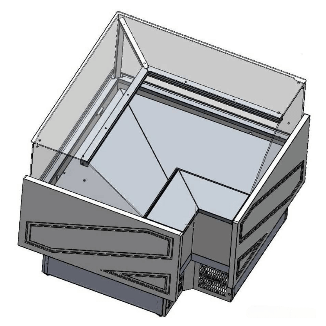 Tecnodom TDMR-08E black corner deli fridge with LED light