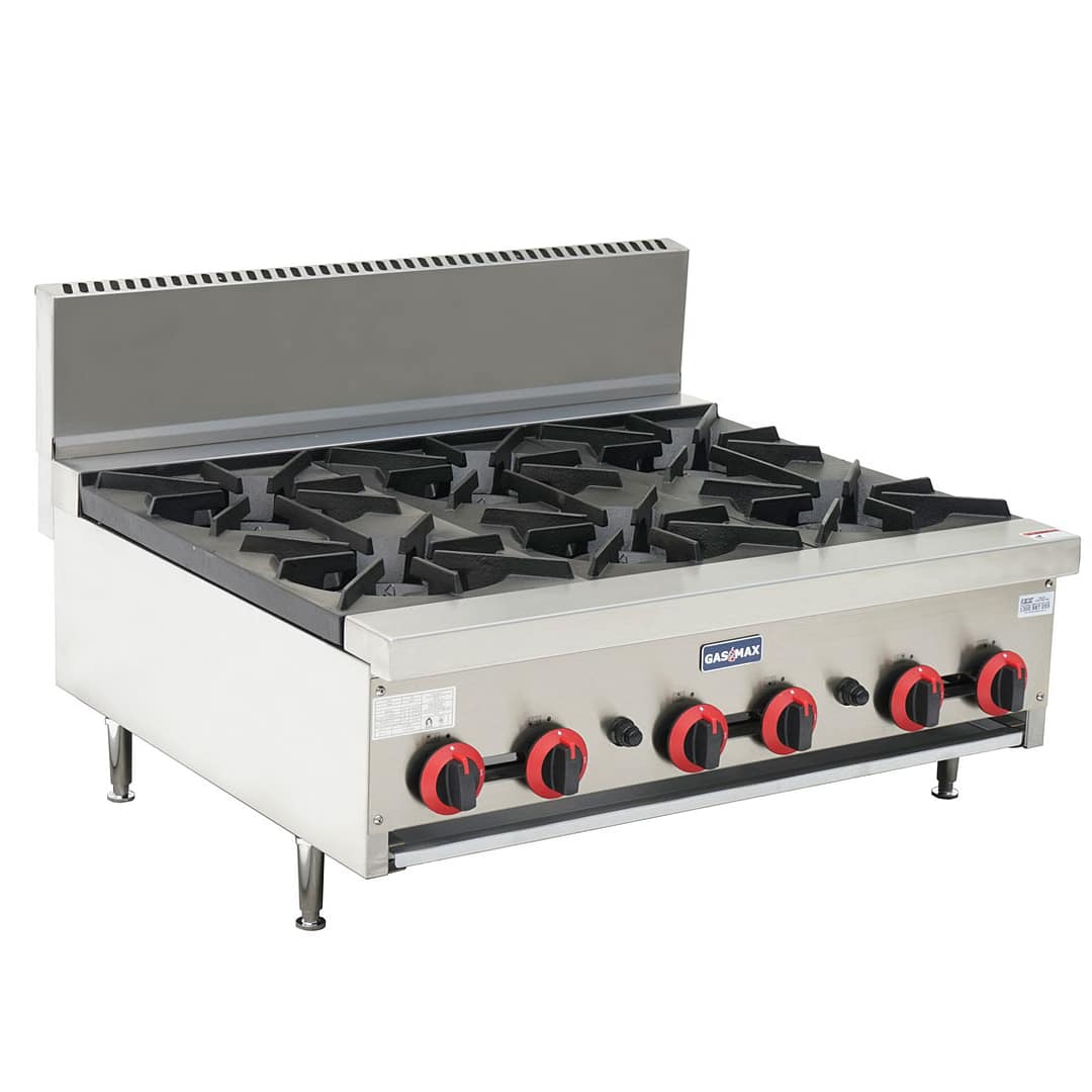 Gasmax RB-6E 6 Burner Gas Cook Top, Stainless Steel, Flame Failure, 144MJ/h