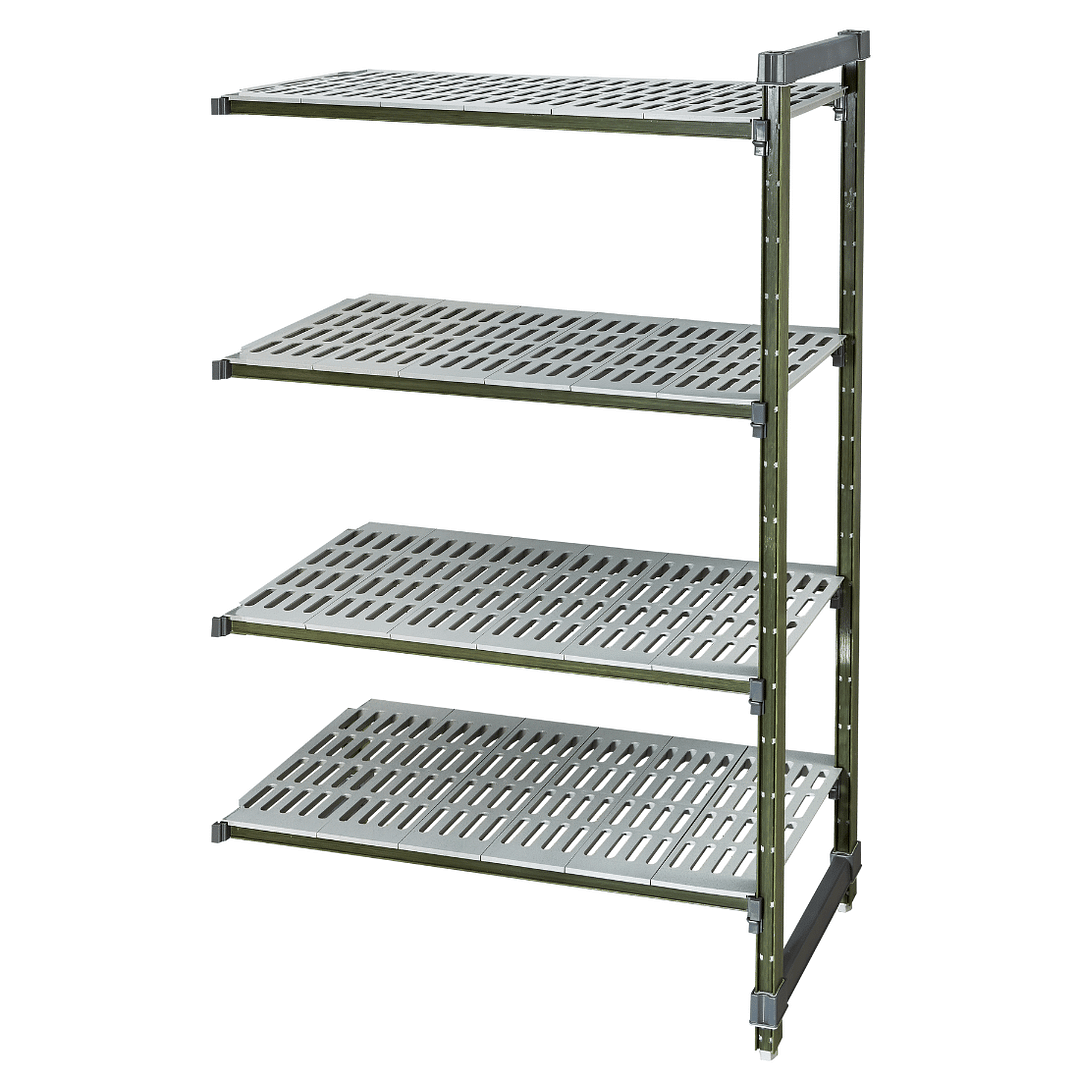 FED Modular Systems PCA18/60 poly coolroom shelving add-on kit, 1525mm wide, vented shelves, steel frame – front view, Australia
