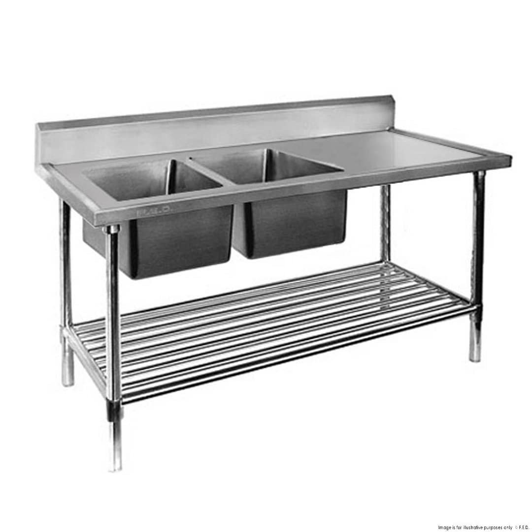 FED Modular Premium Stainless Double Sink Bench – 1200–1800mm | KW - Image 3