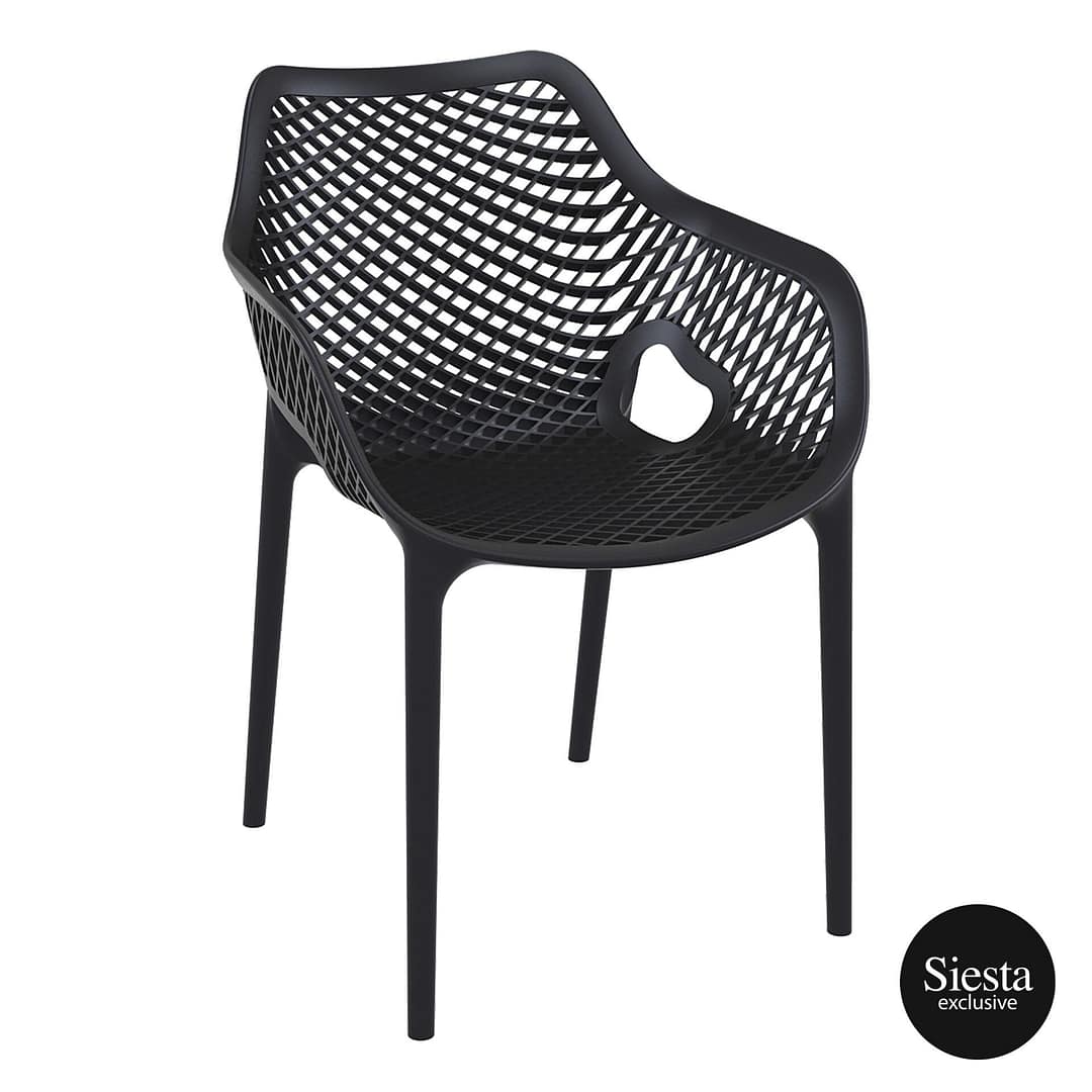 Siesta Air XL Armchair black, fibreglass-reinforced polypropylene, stackable outdoor chair – Australia
