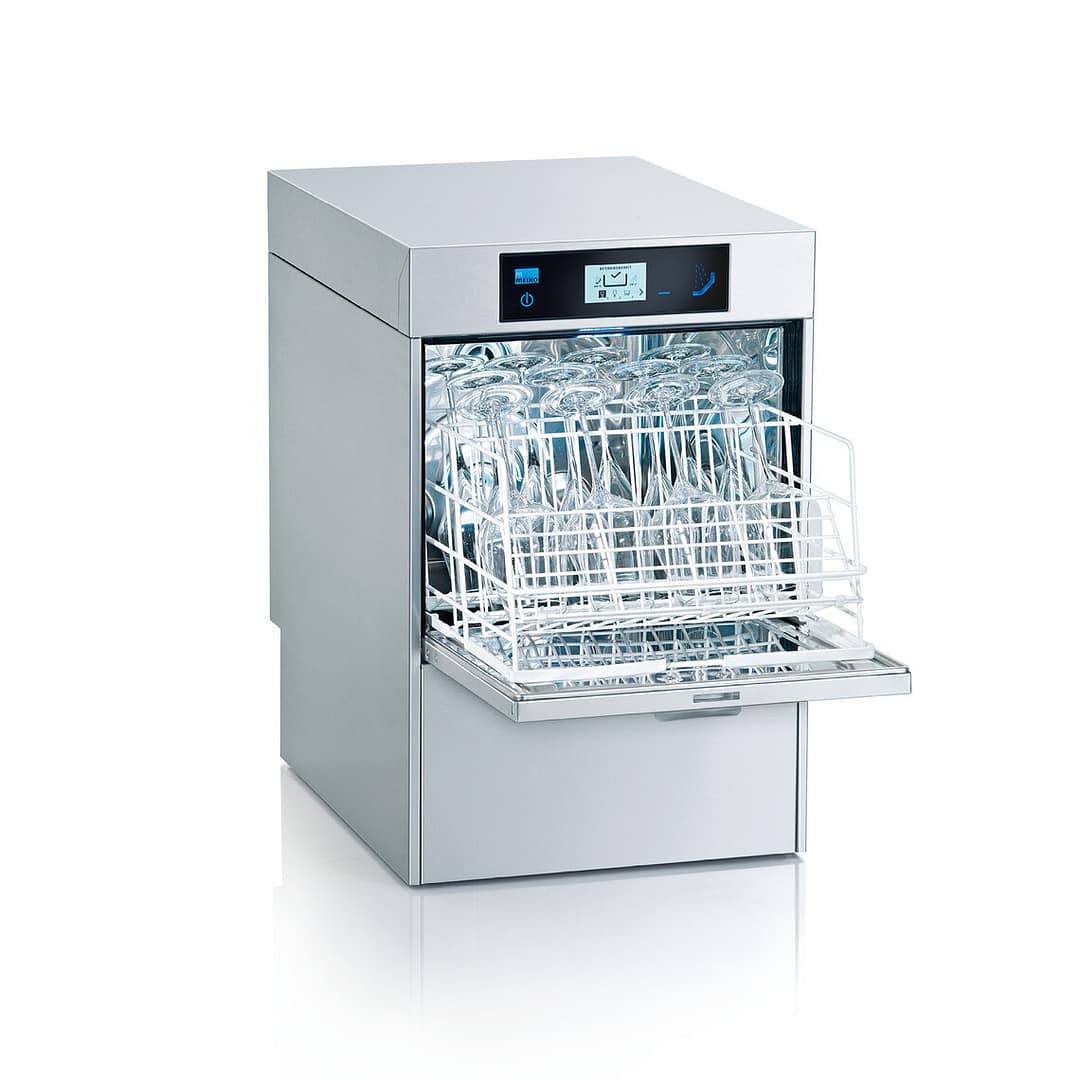 MEIKO M-iClean US commercial undercounter glass & dish dishwasher, 400×400 racks, 1.9L per basket – Australia
