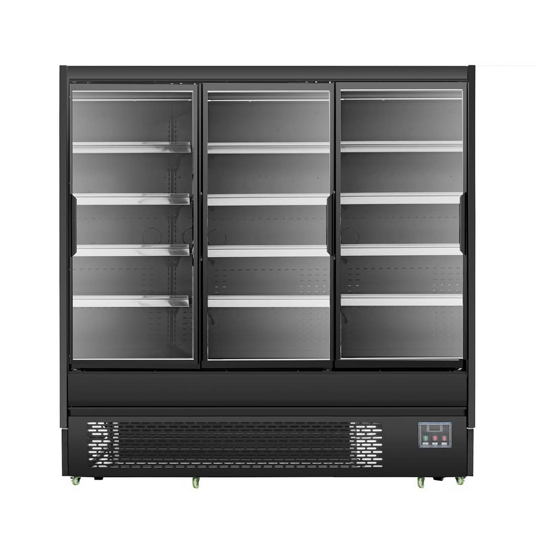 Bonvue OD-2080P Open Chiller with Tempered Glass Doors – 4 LED-Lit Shelves for Supermarket Display